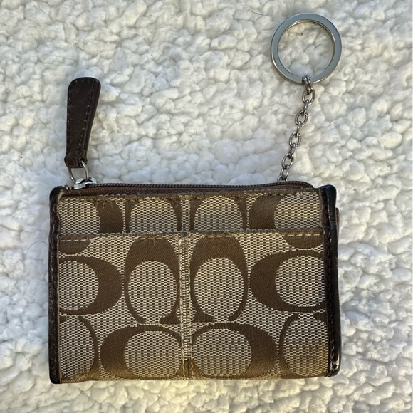 Coach signature striped tote with matching tech wallet and change purse. - Picture 4 of 17